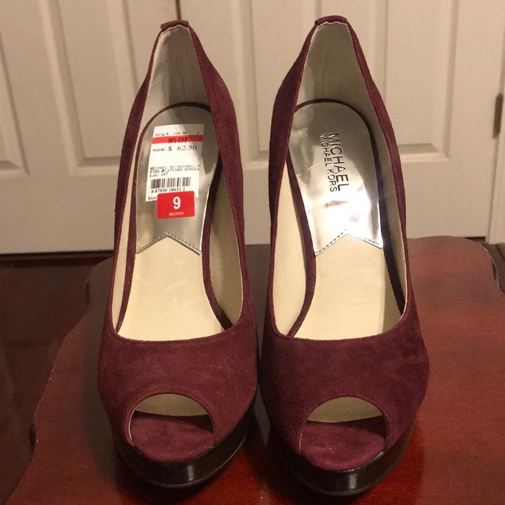 Open Toe Burgundy Heels